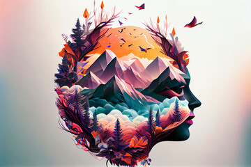Fototapeta premium Winter Dream: A Photo of Beautiful Vector Art Design - Illustrator's Masterpiece of Curvilinear Vector Polygons, Intricate Detailing, 16 Themed-Colors, Award-Winning 2D Design, Flat Design