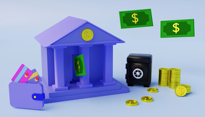 3D illustration Crypto banking concept, for banking