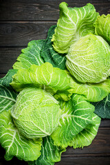 Fototapeta premium Ripe green cabbage.