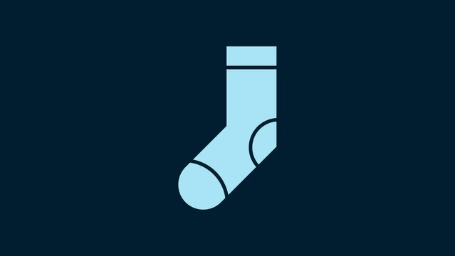 White Socks icon isolated on blue background. 4K Video motion graphic animation