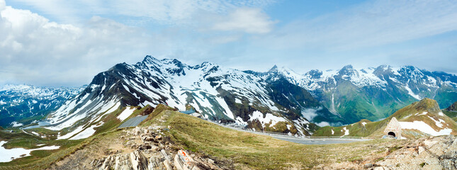 Summer Alps mountain panorama (view from Grossglockner High Alpine Road).