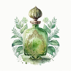 Naklejka premium watercolour purfume, green, generative ai, generative, ai