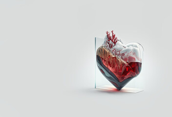 Heart in a glass. Generative AI/Photoshop