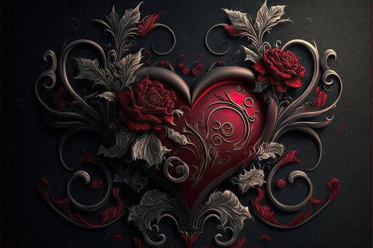 romance valentine's day illustration of a heart 3d render