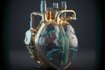 Futuristic Digital Mechanical Heart. Generative AI.