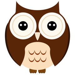 cute funy brown owl illustration on a white backgorund