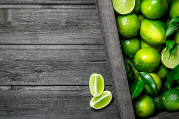 Fresh juicy lime in the box.