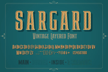 Vintage Font Bold Condensed Vector Retro style.