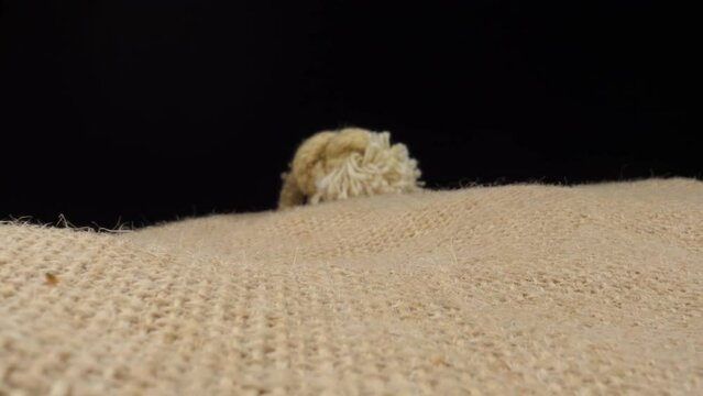 Jute bag textile natural fibers in macro