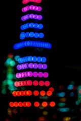 Abstract blurred bokeh of Tokyo Tower at night background