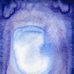 Bright painted blue and violet watercolor texture. Hand drawn background