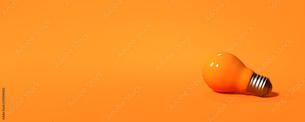 Poster light bulb on a colored background - 3d render