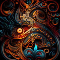 Abstract background with tropical Polynesian art