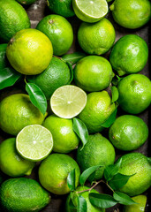 Fresh juicy lime with leaves.