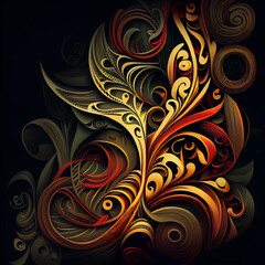 Abstract background with tropical Polynesian art