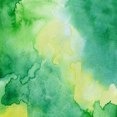 Bright painted green and yellow watercolor texture. Hand drawn background