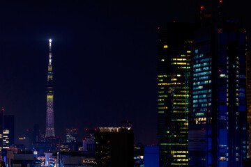 Skyscrapers and highways through Minato, Tokyo, Japan