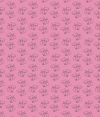 pink pattern cartoon fox pattern with spot color and pattern options included ready to silkscreen and digital print