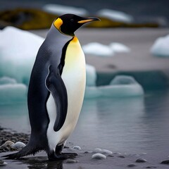 emperor penguins in antarctica on ice - generative AI