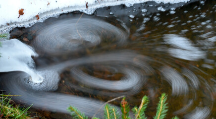 Swirls on a stream in winter
