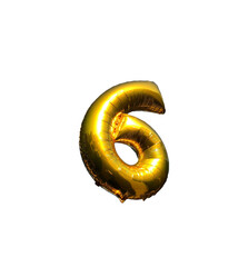 Gold number six 6 helium balloon