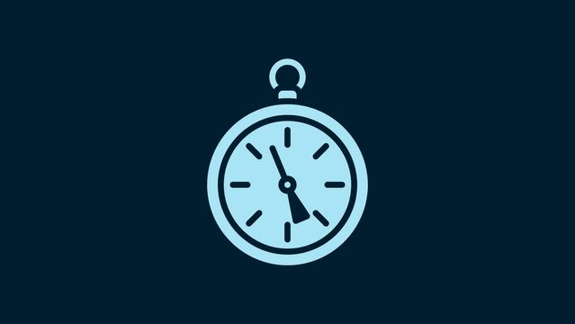 White Compass icon isolated on blue background. Windrose navigation symbol. Wind rose sign. 4K Video motion graphic animation