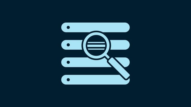 White Search in a browser window icon isolated on blue background. 4K Video motion graphic animation