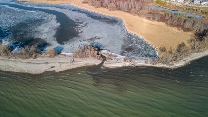 Aerial view of Ajax Ontario waterfront on the coast of Lake Ontario by Paradise Park