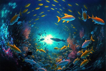 Obraz na płótnie Canvas underwater_view_230114_06 Generative AI
