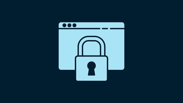 White Secure your site with HTTPS, SSL icon isolated on blue background. Internet communication protocol. 4K Video motion graphic animation
