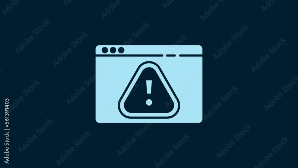 Poster white browser with exclamation mark icon isolated on blue background. alert message smartphone notif