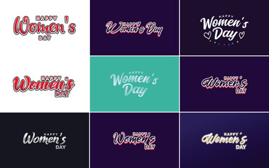 Fototapeta na wymiar Eight March typographic design set with a Happy Women's Day theme