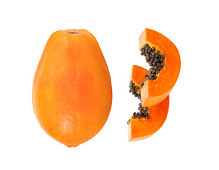ripe papaya fruit with seeds isolated on transparent png