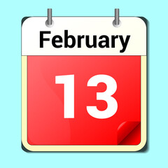 day on the calendar, vector image format, February 13
