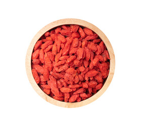 goji berries in wood bowl isolated on transparent png