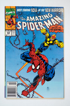 Calgary, Alberta - January 14, 2023: Cover of a vintage Marvel Comics spider-man comic.