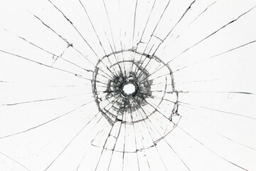 white background bullet hole on glass texture abstract window