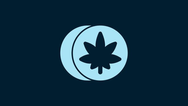 White Herbal ecstasy tablets icon isolated on blue background. 4K Video motion graphic animation
