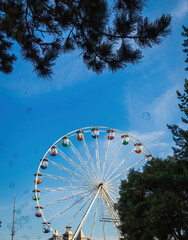 Fototapeta premium Bournemouth's Big Wheel on a sky blue background in Bournemouth Dorset England 