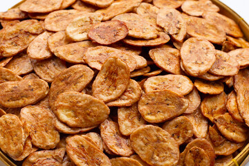 Banana chips in bamboo weave plate