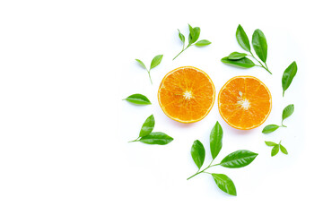 Orange fruit on white background.