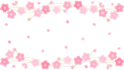 桜と花びらを散りばめたイラスト　アスペクト比16：9