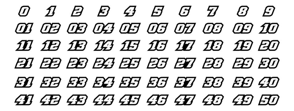 Racing Number, Set Of Start Racing Number, Sport Race Number