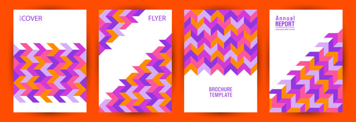 Corporate notebook cover template set A4 design. Modernism style hipster pamphlet template set