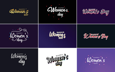 March 8th typographic design set with Happy Women's Day text
