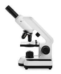Modern microscope isolated on white. Medical equipment