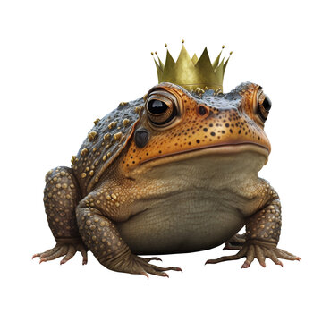 crapaud avec une couronne sur la t&ecirc;te - illustration sur fond transparent - g&eacute;n&eacute;r&eacute; par IA