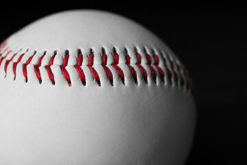 Closeup view of baseball ball. Sportive equipment