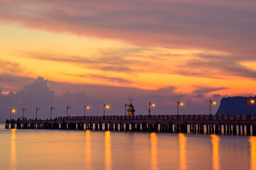 sunset over the pier