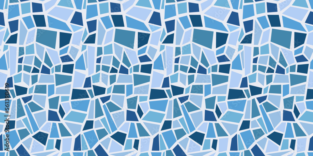 Poster Blue mosaic from fragments of rectangles. Seamless pattern for print and surface decoration.